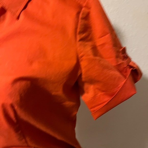 New York & Co. Orange button down short sleeve shirt size small - Picture 8 of 11